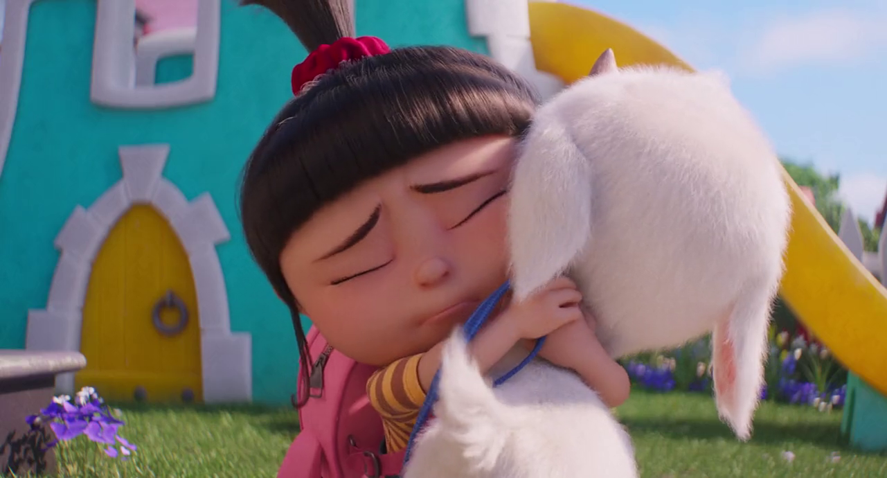 Agnes hugs Lucky goodbye