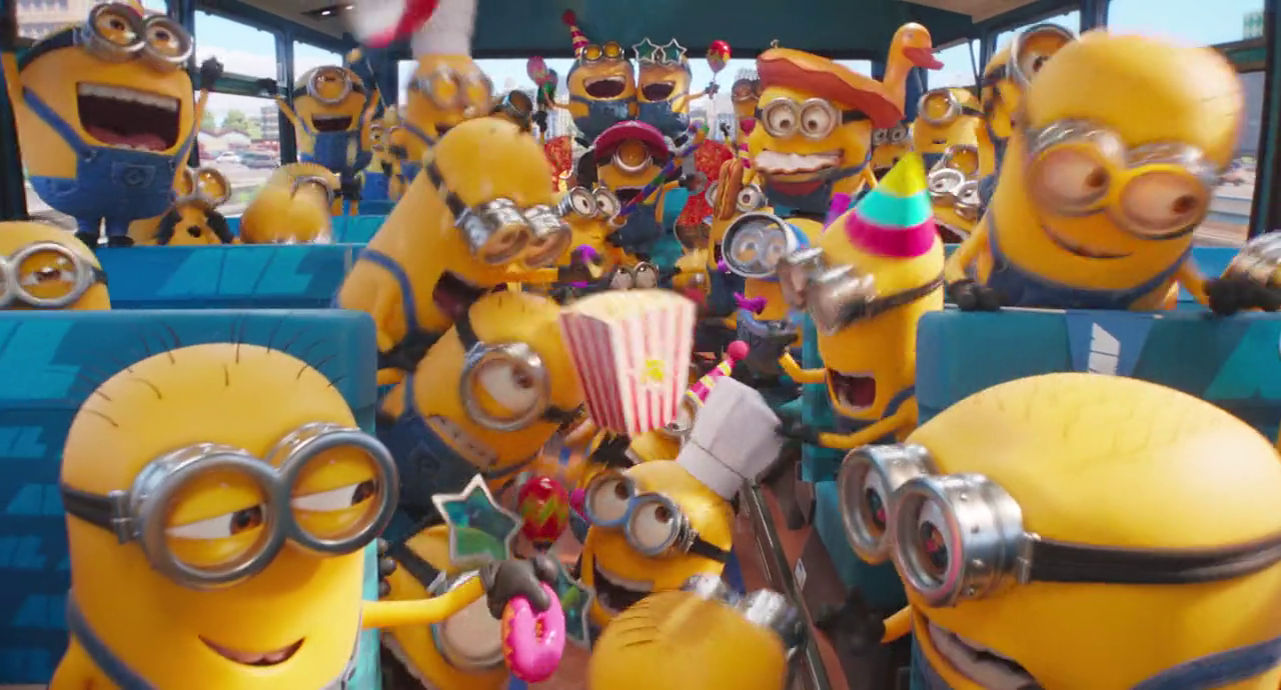 Minions on a party bus