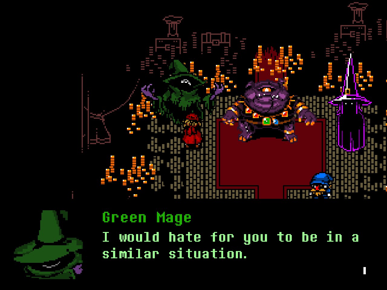 Green Mage sympathizes over missing a body part.