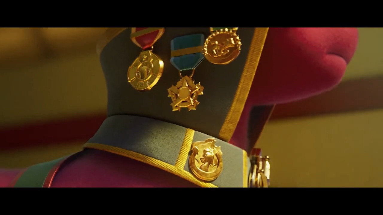 A close-up of Sprout's fascist outfit from the movie.